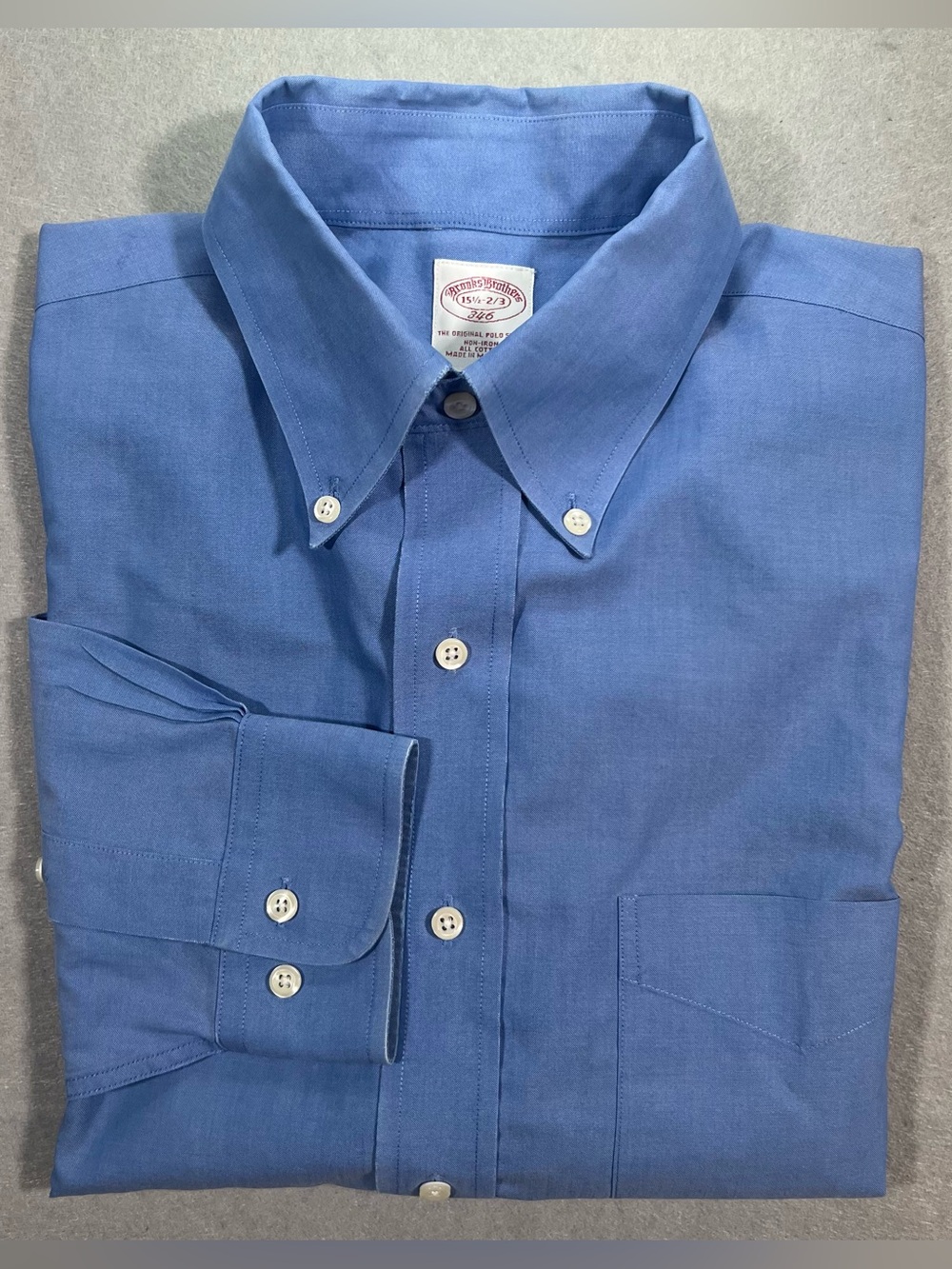 Brooks Brothers 346 Non-Iron "Original Polo" Shirt - Solid Blue